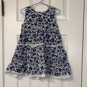 Dizzy White and Navy Floral Tiered Sleeveless Dress